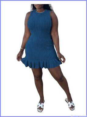 Plus Size Summer Tank Dress Sleeveless Bodycon Mini Dress